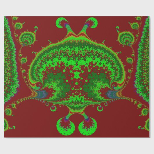 CHRISTMAS ~ Fractal Pattern Green Red ~ Wrapping Cadeaupapier (Vlak)