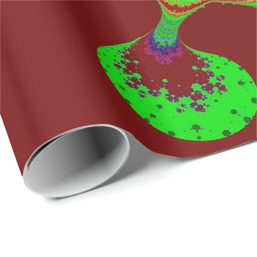 CHRISTMAS ~ Fractal Pattern Green Red ~ Wrapping Cadeaupapier (Rol Hoek)