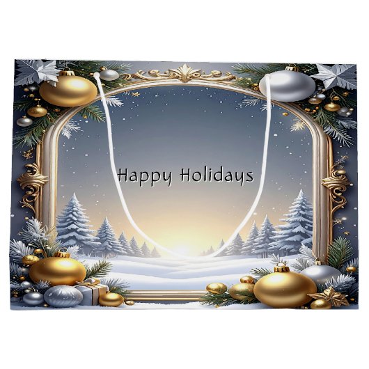 Christmas Frame Holiday Gift Bag Groot Cadeauzakje (Achterkant)