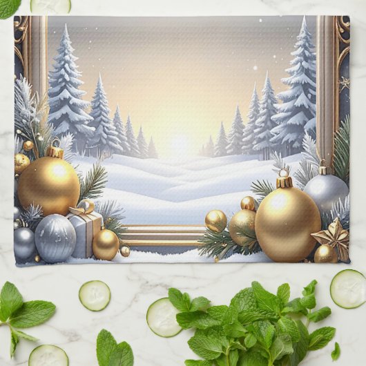 Christmas Frame Holiday Kitchen Towel Theedoek (Gevouwen)