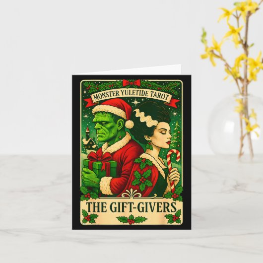 Christmas Frankenstein And Bride The Lovers Tarot  Kaart (Gele Bloem)