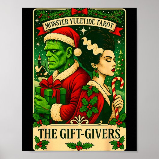 Christmas Frankenstein And Bride The Lovers Tarot  Poster (Voorkant)