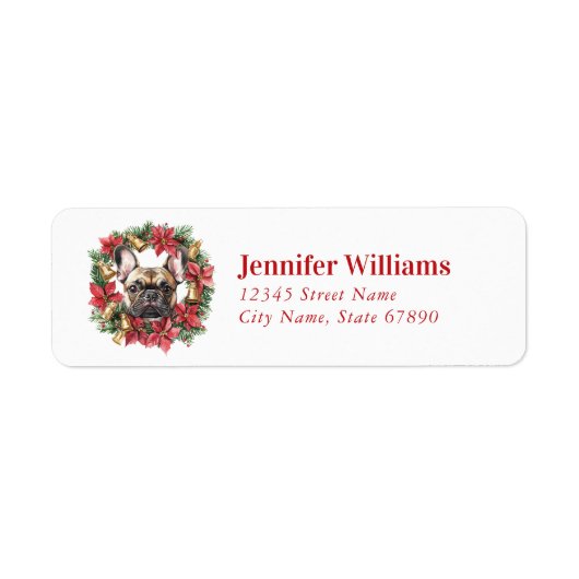 Christmas Franse Bulldog Retouradres Labels (Voorkant)