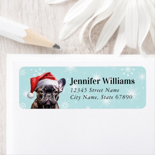 Christmas Franse Bulldog Retouradres Labels (Insitu)