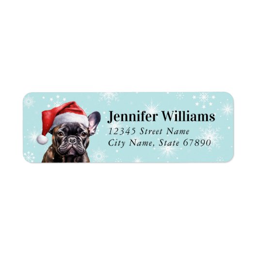 Christmas Franse Bulldog Retouradres Labels (Voorkant)