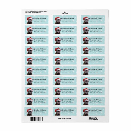 Christmas Franse Bulldog Retouradres Labels (Full Sheet)