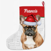 Christmas French Bulldog with Name Woof Background Grote Kerstsok (Achterkant)