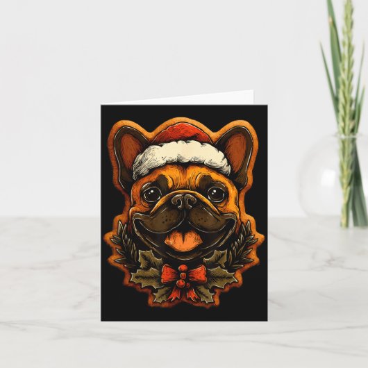 Christmas French Bulldog With Santa Hat Gingerbrea Kaart (Voorkant)