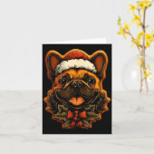 Christmas French Bulldog With Santa Hat Gingerbrea Kaart (Gele Bloem)