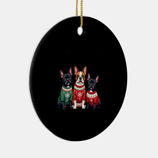 Christmas French Bulldogs Xmas Frenchie Dog 4 Keramisch Ornament (Rechts)