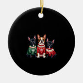 Christmas French Bulldogs Xmas Frenchie Dog 4 Keramisch Ornament (Voorkant)