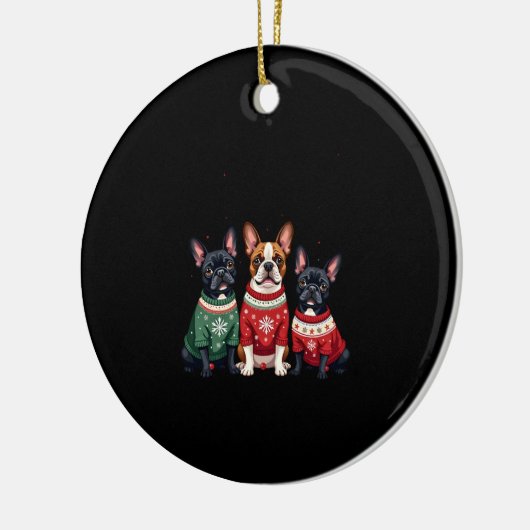Christmas French Bulldogs Xmas Frenchie Dog 4 Keramisch Ornament (Links)