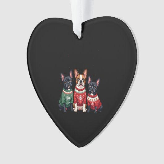 Christmas French Bulldogs Xmas Frenchie Dog 4 Ornament (voorkant)