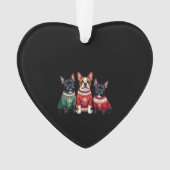 Christmas French Bulldogs Xmas Frenchie Dog 4 Ornament (voorkant)