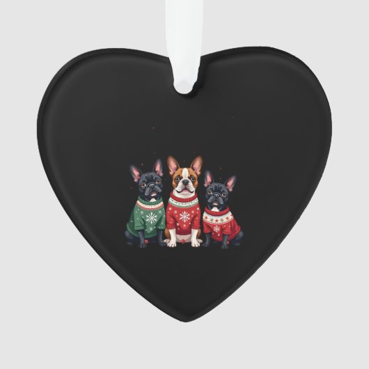 Christmas French Bulldogs Xmas Frenchie Dog 4 Ornament (voorkant)