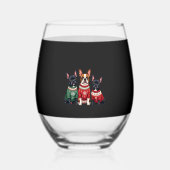 Christmas French Bulldogs Xmas Frenchie Dog 4 Wijnglas Zonder Voet (Voorkant)