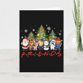 Christmas Friends Santa Rudolph Snowman Family Xma Kaart (Voorkant)
