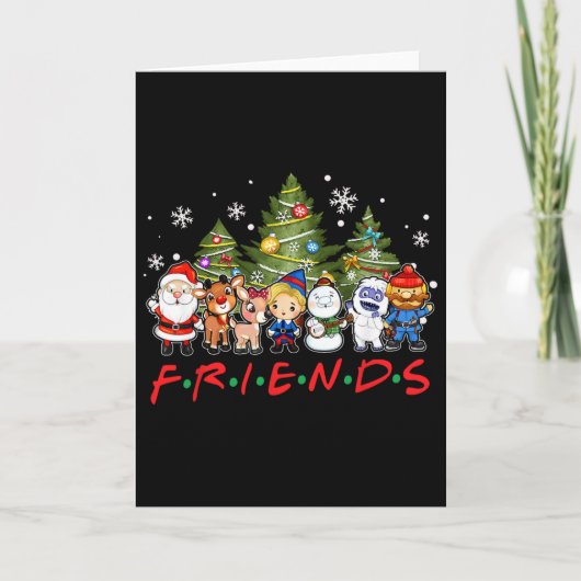 Christmas Friends Santa Rudolph Snowman Family Xma Kaart (Voorkant)