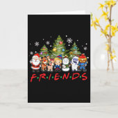 Christmas Friends Santa Rudolph Snowman Family Xma Kaart (Gele Bloem)