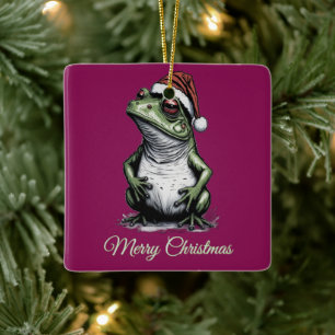 Christmas Frog Cottagecore  Victoriaans Keramisch Ornament