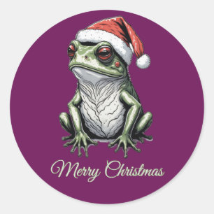 Christmas Frog Cottagecore  Victoriaans Ronde Sticker