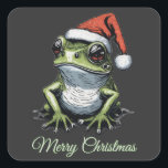Christmas Frog Cottagecore  Victoriaans Vierkante Sticker<br><div class="desc">Omarm de grillige charme van Kerstmis met dit schattige cottagecore-geïnspireerde kikkerontwerp. Deze innemende amfibie roept de nostalgische charme van  illustraties op en heeft een feestelijk rood pet en een gezellige groene sjaal,  klaar om feestvreugde te verspreiden.</div>