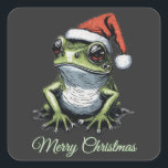 Christmas Frog Cottagecore  Victoriaans Vierkante Sticker<br><div class="desc">Omarm de grillige charme van Kerstmis met dit schattige cottagecore-geïnspireerde kikkerontwerp. Deze innemende amfibie roept de nostalgische charme van  illustraties op en heeft een feestelijk rood pet en een gezellige groene sjaal,  klaar om feestvreugde te verspreiden.</div>