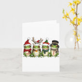 Christmas Frog Crew Santa Elf Reindeer Xmas Lights Kaart (Gele Bloem)
