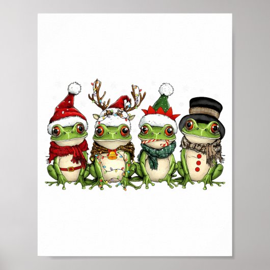 Christmas Frog Crew Santa Elf Reindeer Xmas Lights Poster (Voorkant)