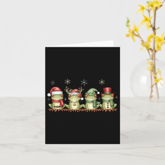 Christmas Frog Funny Men Women Kids Cute Hoppy Xma Kaart (Gele Bloem)