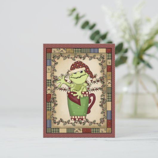 Christmas Frog Holiday Coffee Briefkaart (Staand voorkant)