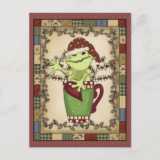 Christmas Frog Holiday Coffee Briefkaart (Voorkant)