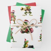 Christmas Frog Jazz Band en Solids Green & Red Inpakpapier Vel (In situ)