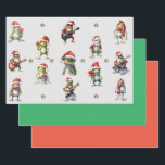 Christmas Frog Rock Band inpakpapier<br><div class="desc">Helemaal leuk en goofy kikkerige rock-'n-roll band Christmas cadeauverpakking zal uw vrienden en familie vermaken. De complementaire effen groene en rode vellen zullen de presentatie ook met panache voltooien. Bovendien helpen alle producten met een dierthema die worden verkocht in de Paws Charming-winkel ons om een donatie te doen aan liefdadigheidsinstellingen...</div>