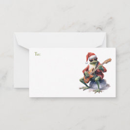 Christmas Frog Rock Band naar/van Gift Notitiekaartje
