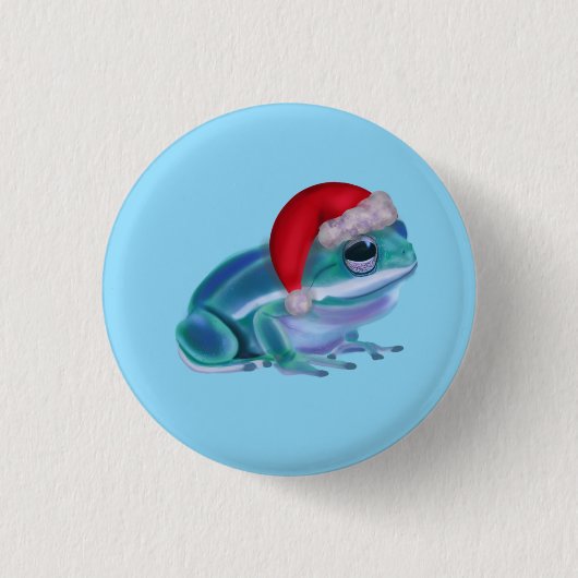 Christmas frog ronde button 3,2 cm (Voorkant)