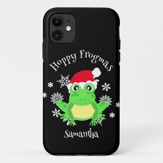 Christmas Frog Santa Hat Novelty Funny Black Case-Mate iPhone Case (Achterkant)