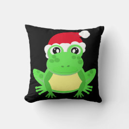 Christmas Frog Santa Hat Novelty Funny Black Kussen