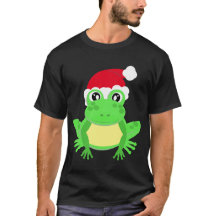 Christmas Frog Santa Hat Novelty Funny Black