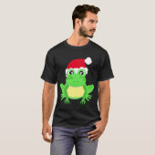 Christmas Frog Santa Hat Novelty Funny Black T-shirt (Voorkant volledig)
