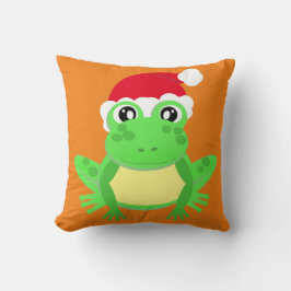 Christmas Frog Santa Hat Novelty Funny Sinaasappel Kussen