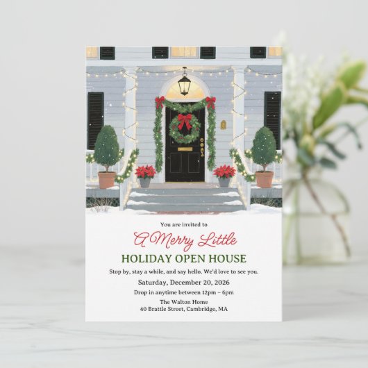 Christmas Front Door Open House Kaart (Staand voorkant)