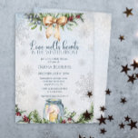 Christmas Frosty Snowly Winter Vrijgezellenfeest Kaart<br><div class="desc">Liefde smelt harten in de wintervorst. Tijd om je winterwonderland Vrijgezellenfeest thema te vieren. Gezellig waterverf winterontwerp met modern kalligrafie script,  spar en hulst krans met strik,  brandende kaars op ijzige sneeuwachtergrond. De tekst kan eenvoudig worden gepersonaliseerd voor een uniek en uniek ontwerp voor uw speciale dag.</div>