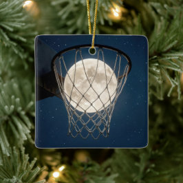 Christmas Full Moon In a Basketball Net Keramisch Ornament