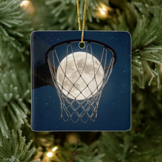 Christmas Full Moon In a Basketball Net Keramisch Ornament (Boom)