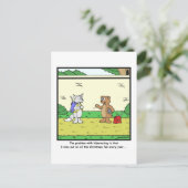 Christmas fun: Bear cartoon Feestdagenkaart (Staand voorkant)