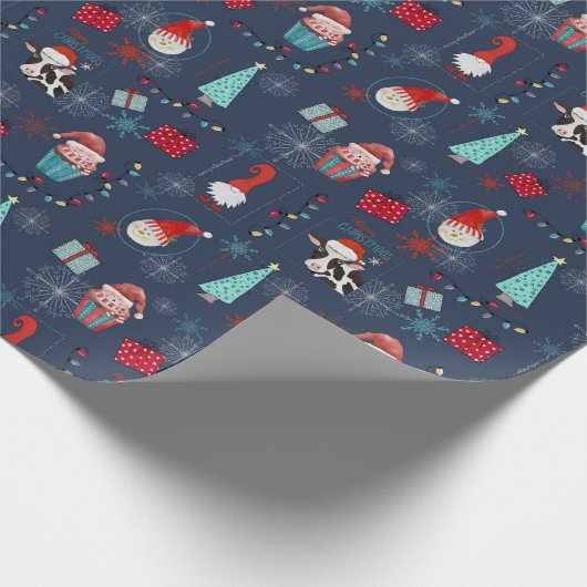 Christmas Fun Custom Name and Date Cadeaupapier (Hoek)