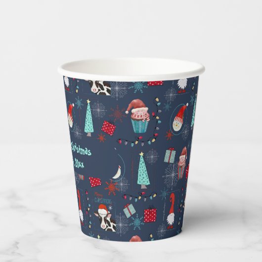 Christmas Fun Custom Name and Date Papieren Bekers (Achterkant)