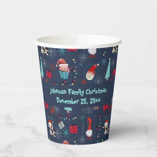Christmas Fun Custom Name and Date Papieren Bekers (Links)