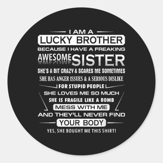 Christmas Fun For Brother From Sister 1  Ronde Sticker (Voorkant)